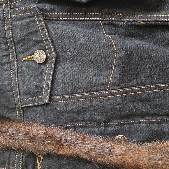 NWT Vintage Dennis Basso Sz M Faux Fur Lined Jean Jacket - Picture 4 of 11
